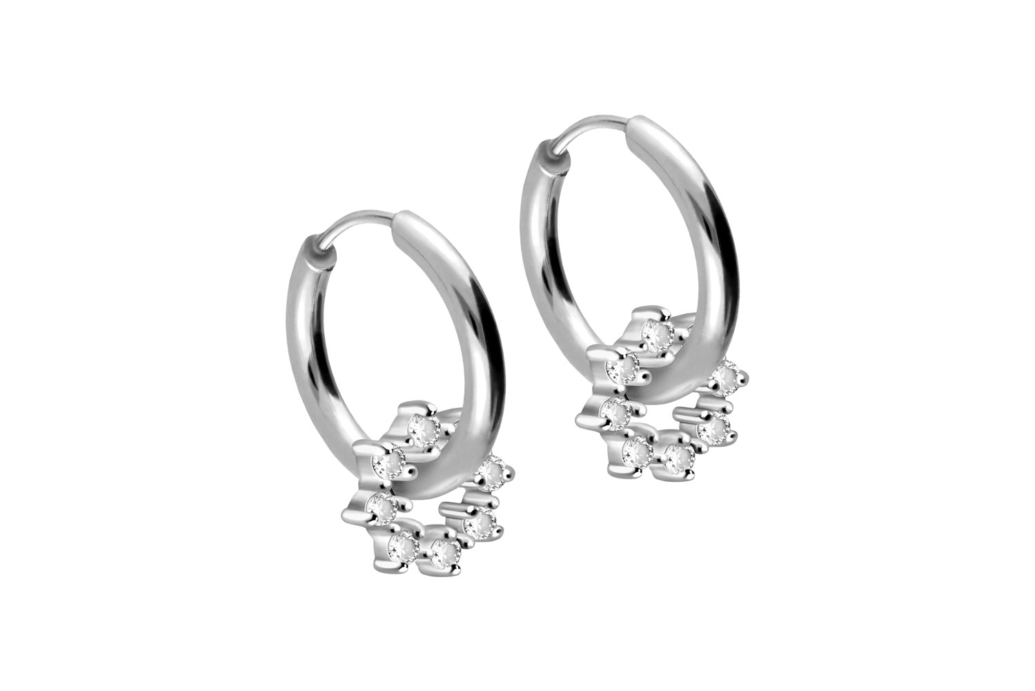 Chirurgenstahl Ohrclicker Creolen KRISTALLKREIS von Piercingline